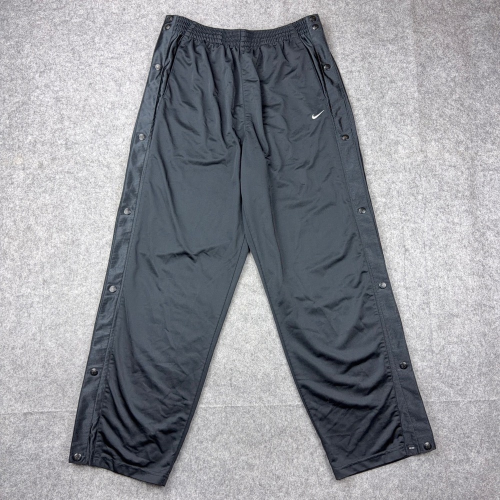 VTG Nike Pants Mens 2XL Black Tearaway Snap Shiny Dazzle Hoops Warmup Y2K